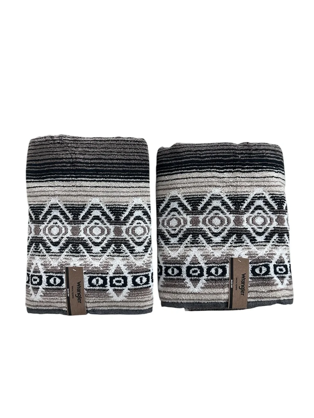 Wrangler 4 Pc Towel Set 2 Bath Towels 2 Hand Towels Southwestern Black Brown NWT